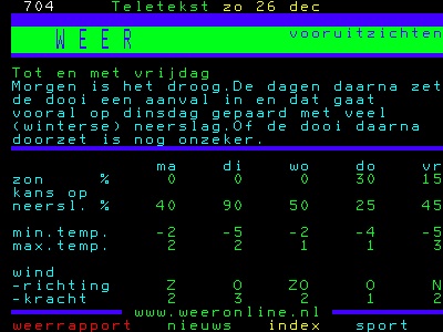Weersverwachting op 26 december om 23:00 uur